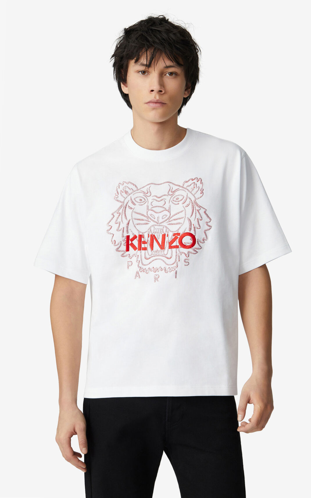 Camiseta Kenzo Tiger loose fitting Masculino - Branco | 319BPUTNO